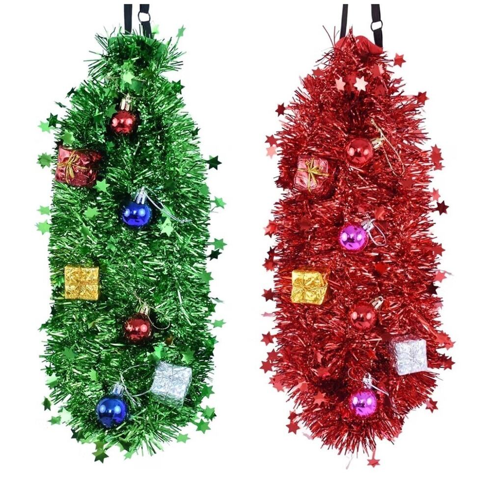 2 Pcs Funny Christmas Ties Red and Green Novelty Ugly Contest Neckties NIP